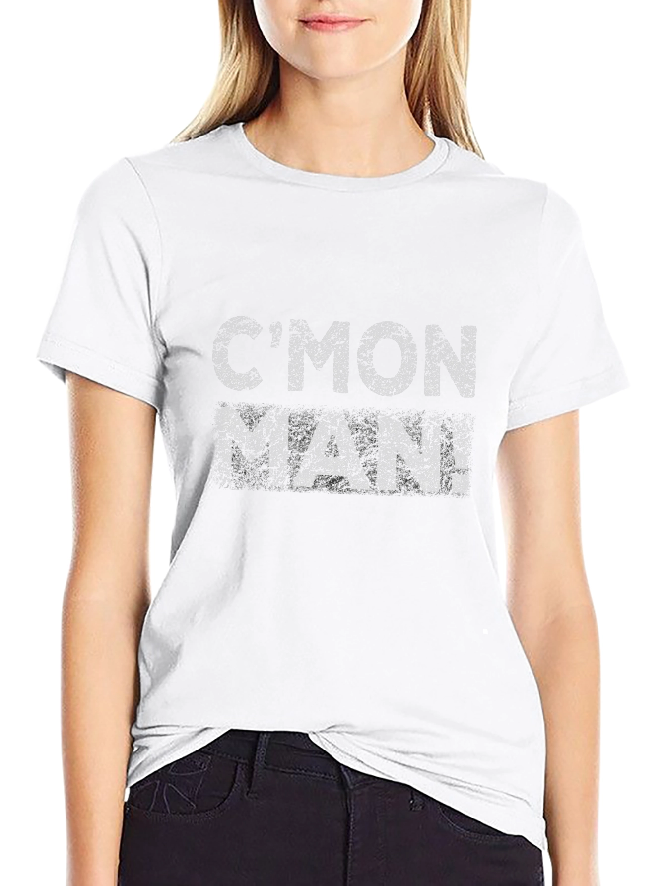 Cmon Man! Slogan Graphic Black T-Shirt