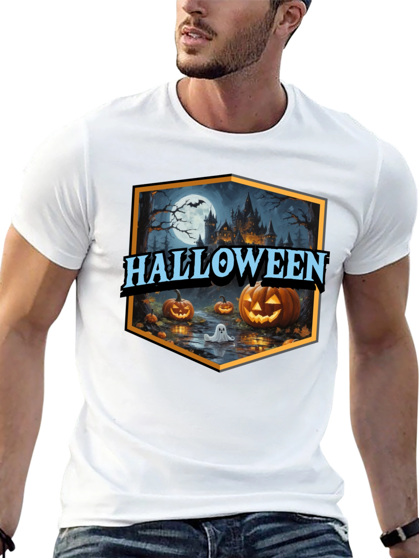 Halloween T-Shirt Spooky Castle Pumpkin Tee
