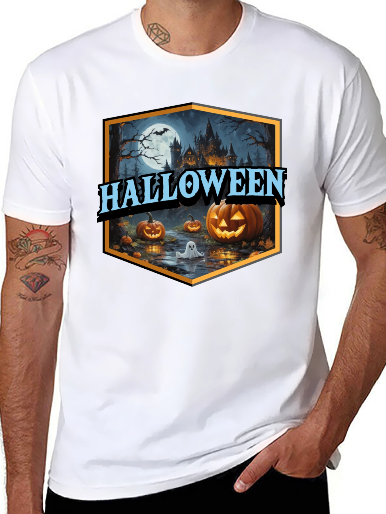 Halloween T-Shirt Spooky Castle Pumpkin Tee