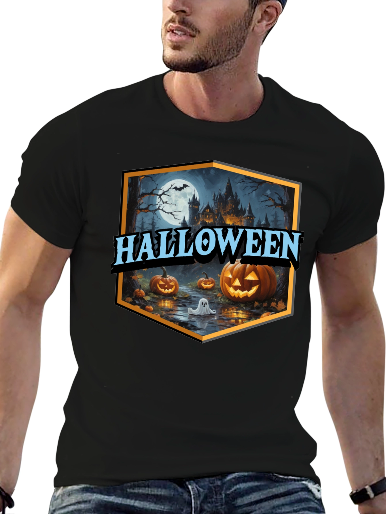 Halloween T-Shirt Spooky Castle Pumpkin Tee