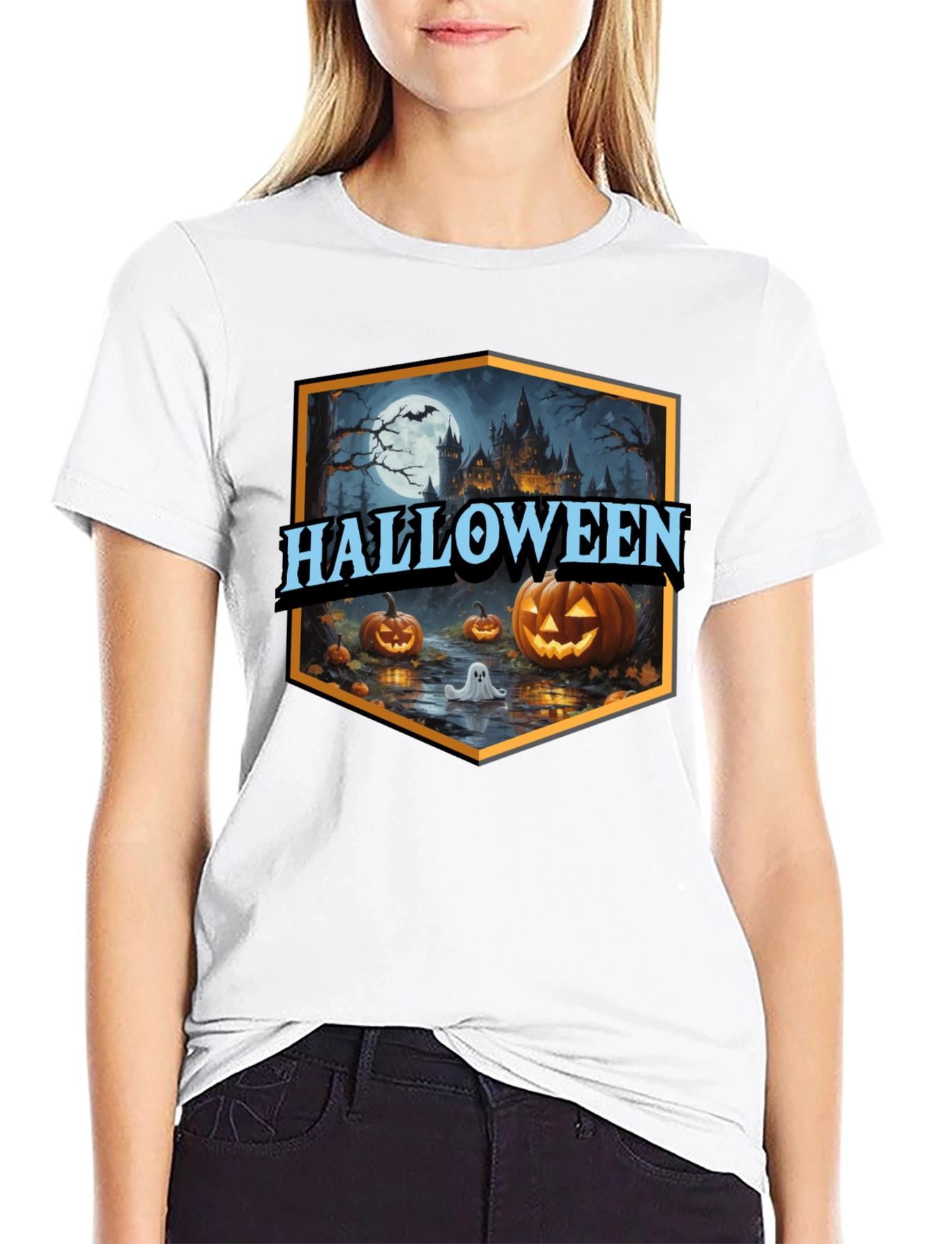 Halloween T-Shirt Spooky Castle Pumpkin Tee