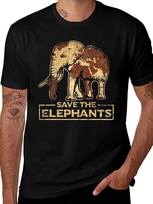 Save the Elephants Graphic Tee - Black Cotton T-Shirt