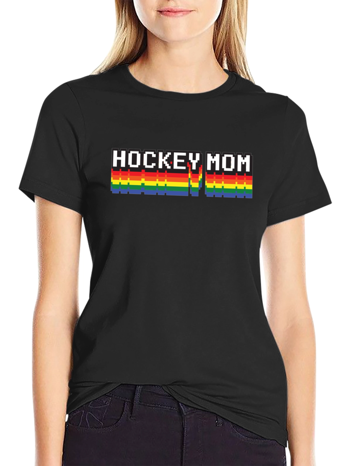 Hockey Mom Rainbow Graphic T-Shirt