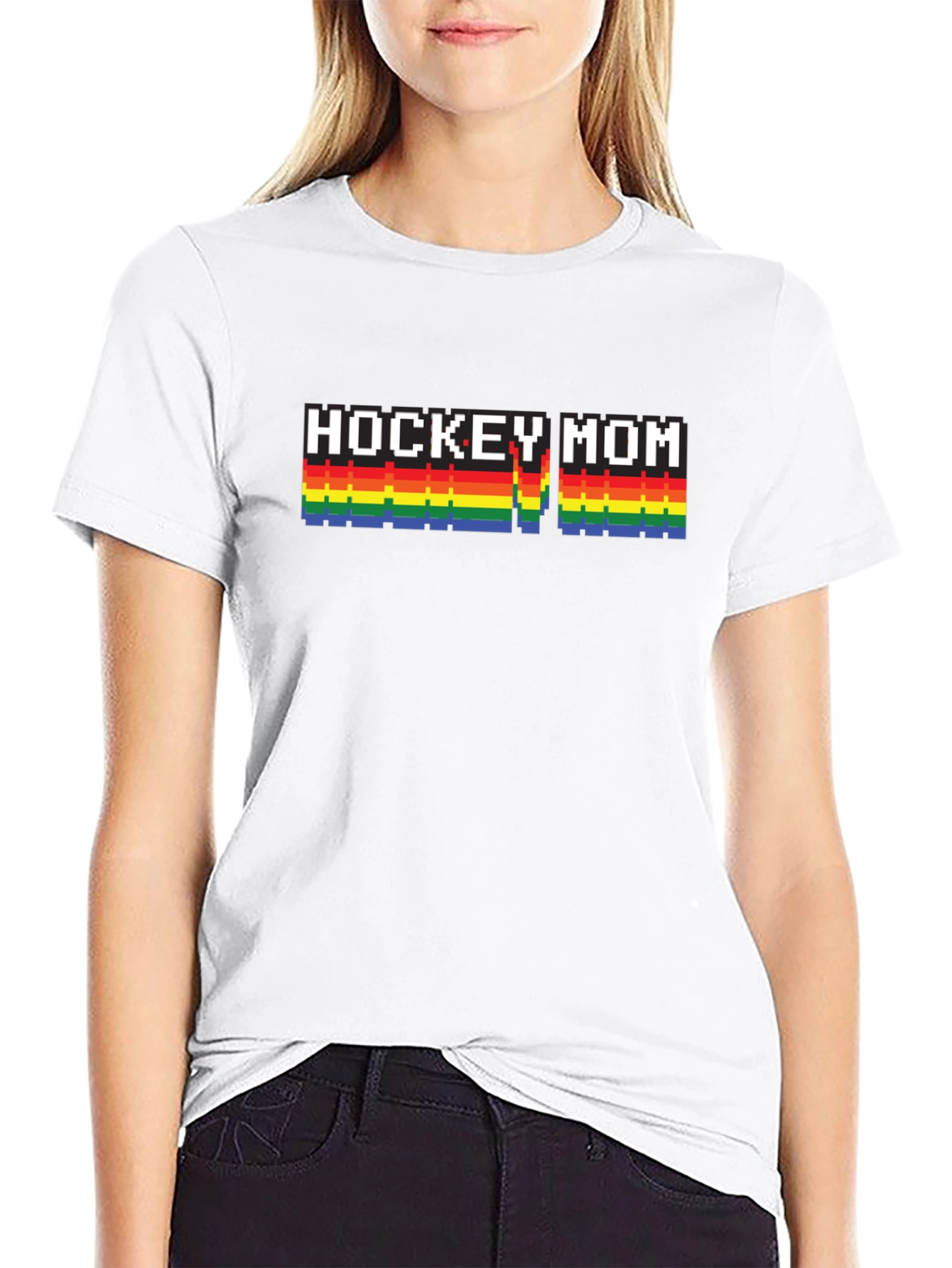 Hockey Mom Rainbow Graphic T-Shirt