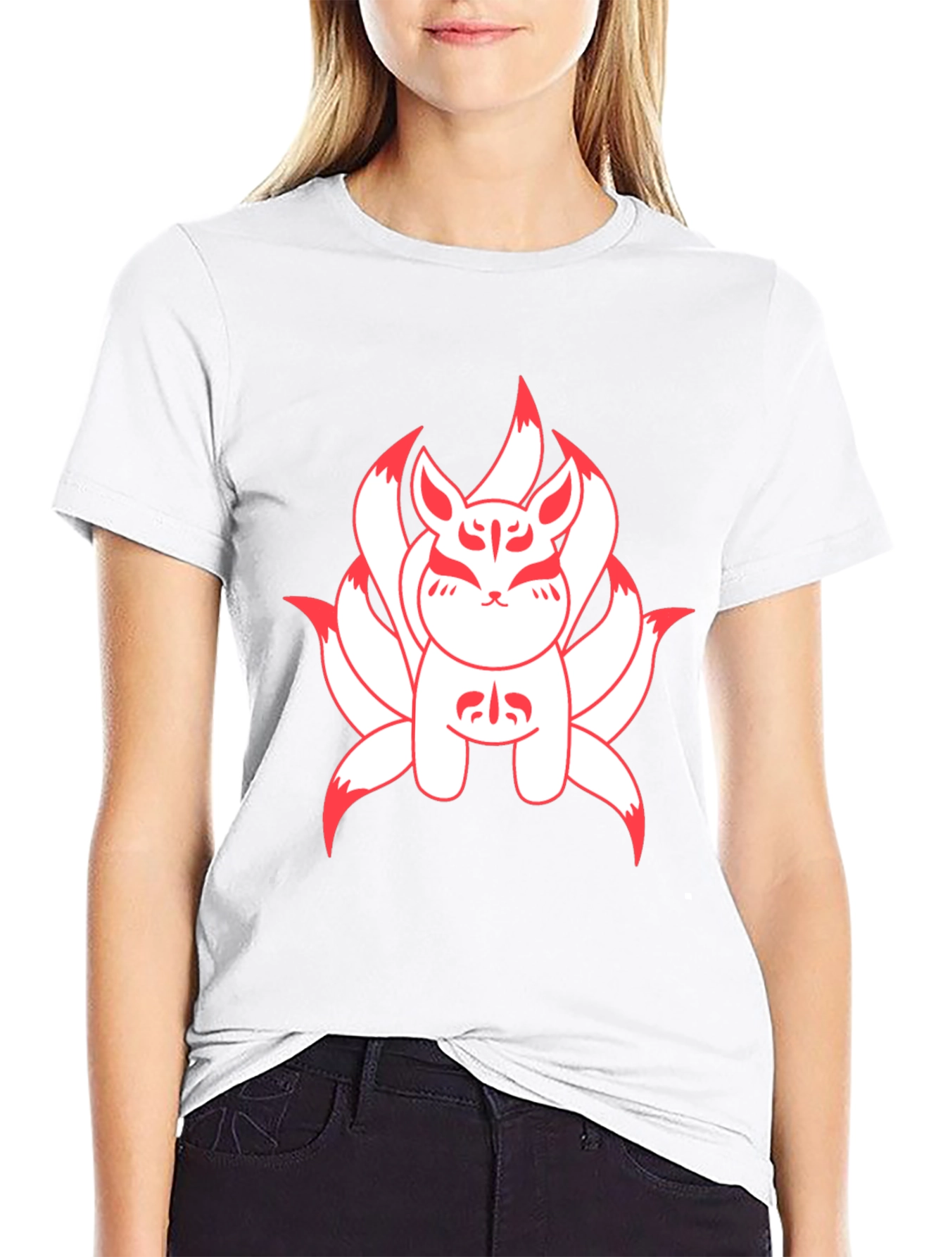 Nine-Tailed Fox Graphic Tee - Anime Style