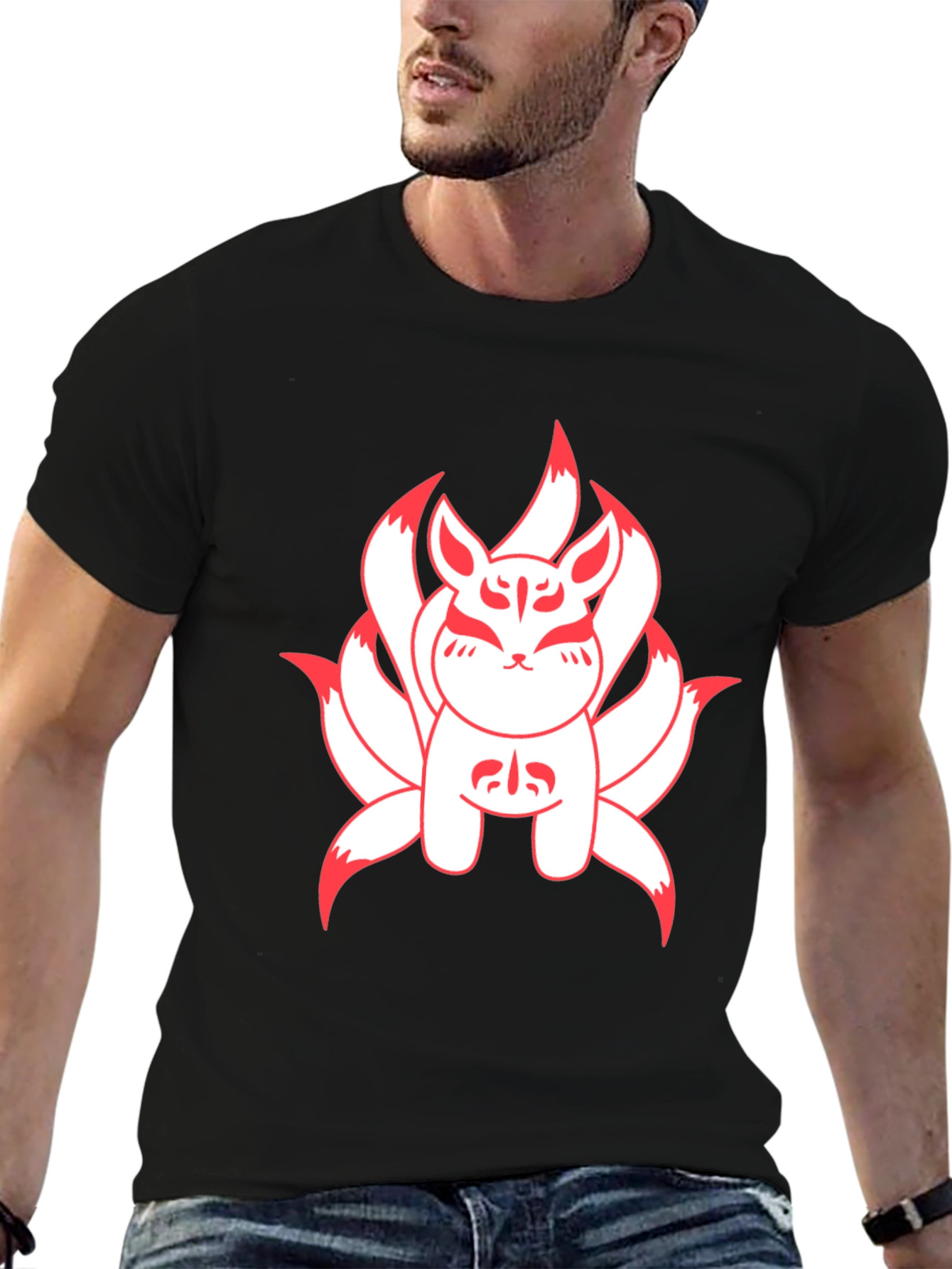 Nine-Tailed Fox Graphic Tee - Anime Style