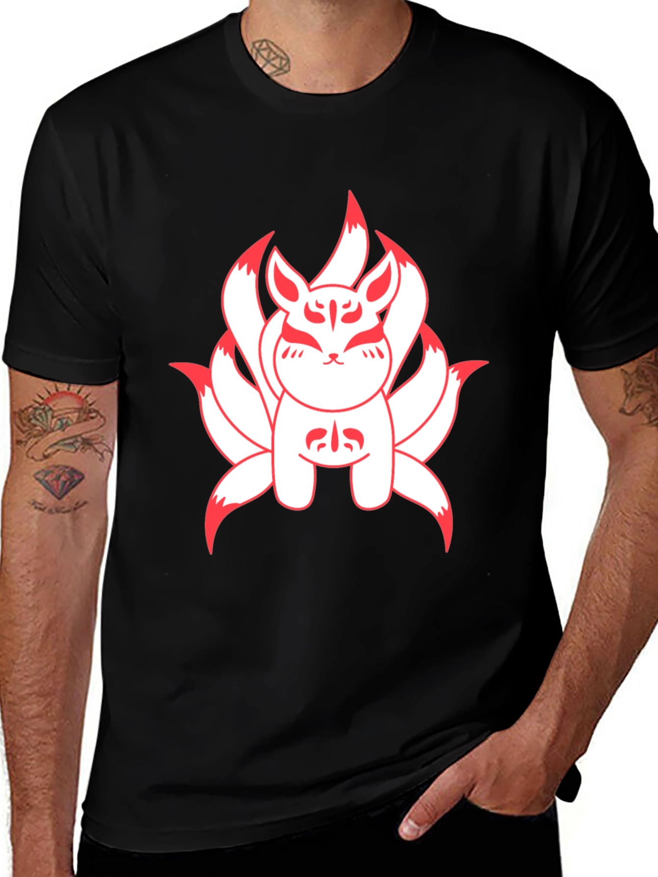 Nine-Tailed Fox Graphic Tee - Anime Style