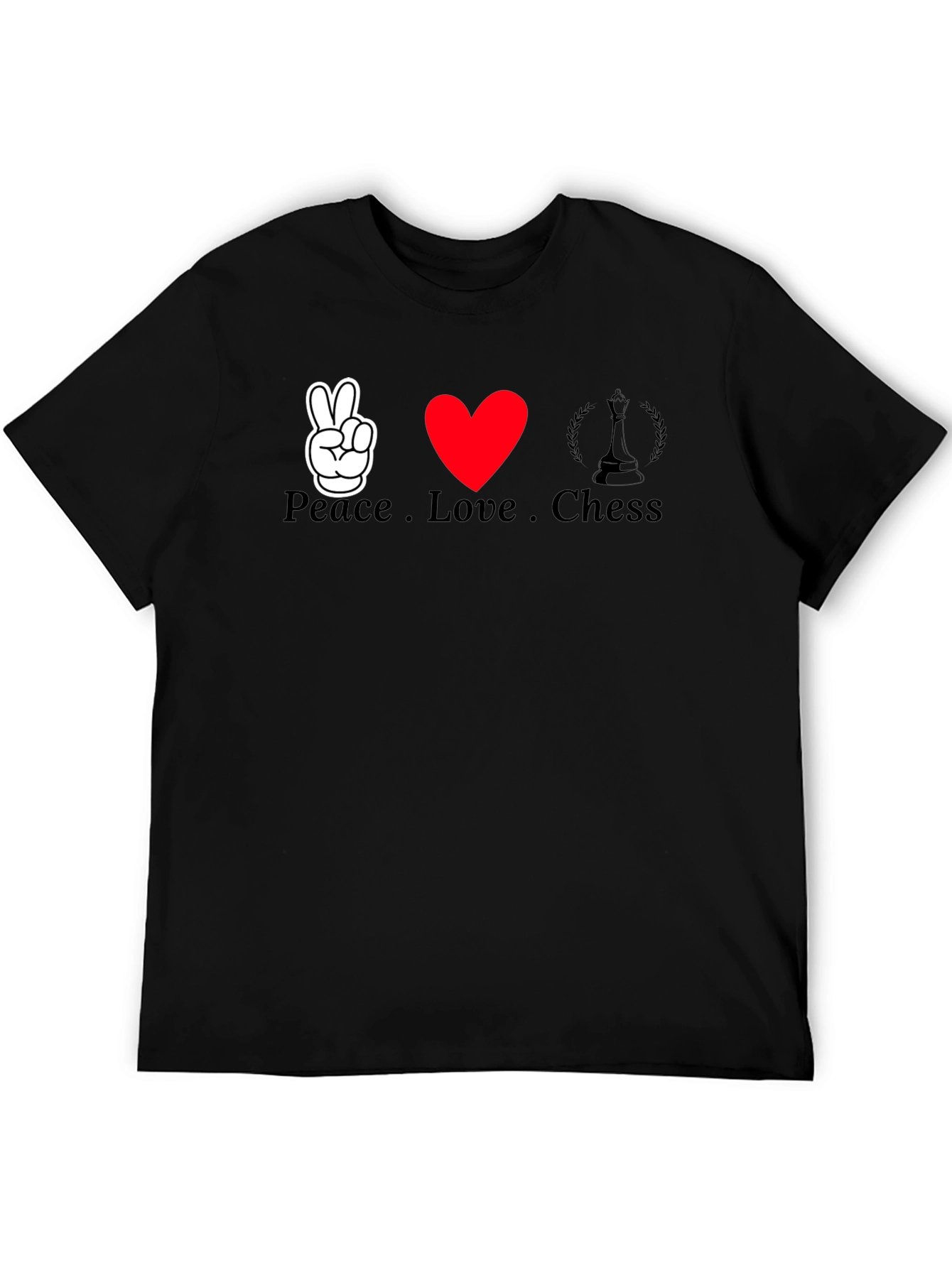 Peace Love Chess Graphic Tee - Black T-Shirt