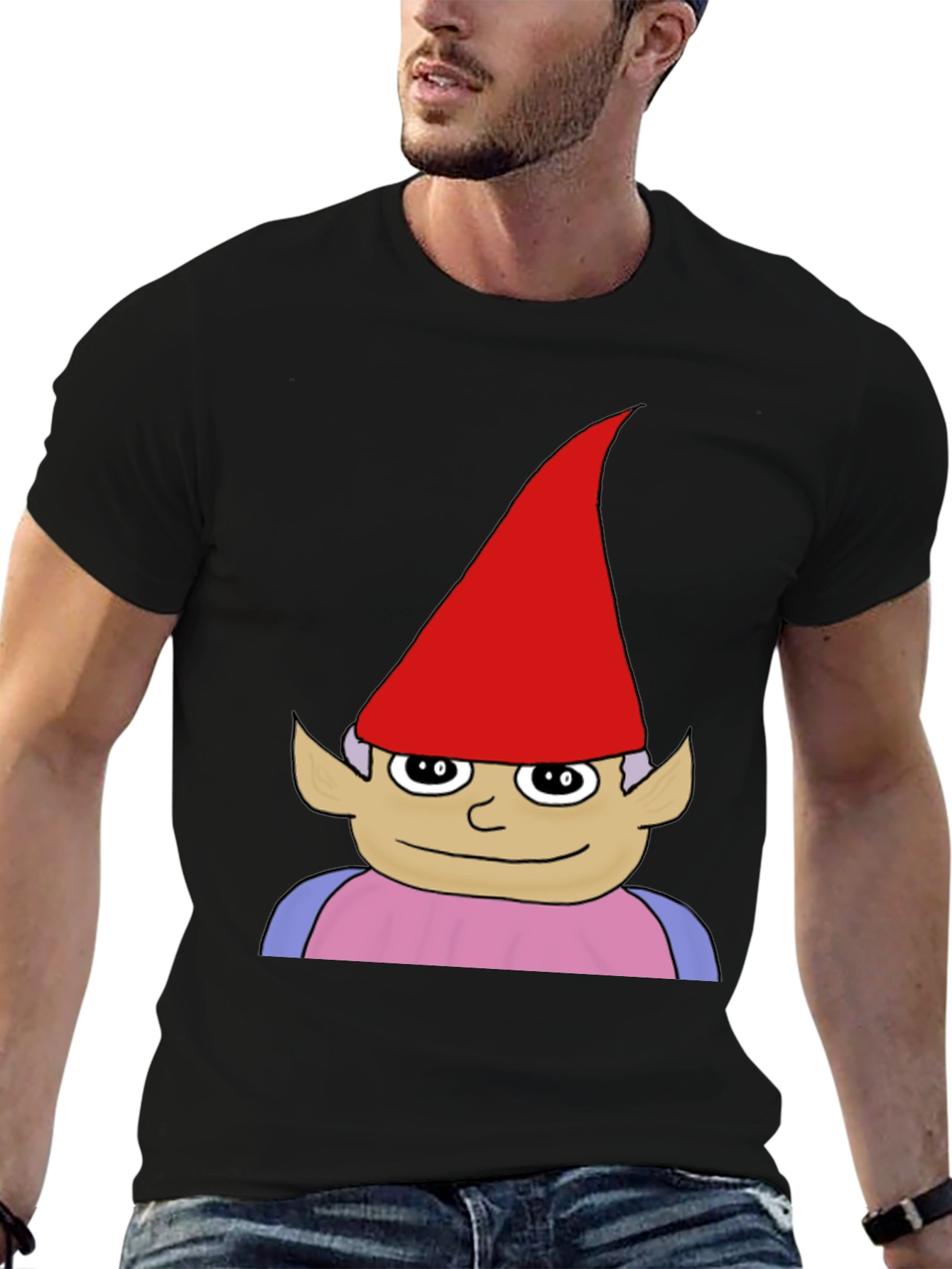 Gnome Graphic Tee - Black Casual Cotton T-Shirt