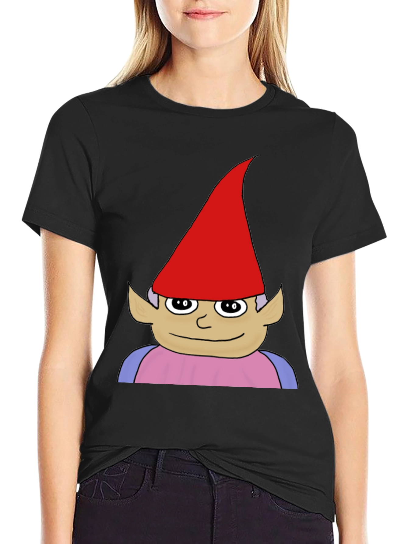 Gnome Graphic Tee - Black Casual Cotton T-Shirt