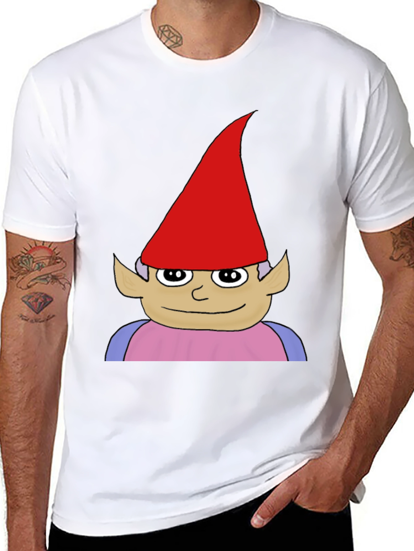 Gnome Graphic Tee - Black Casual Cotton T-Shirt