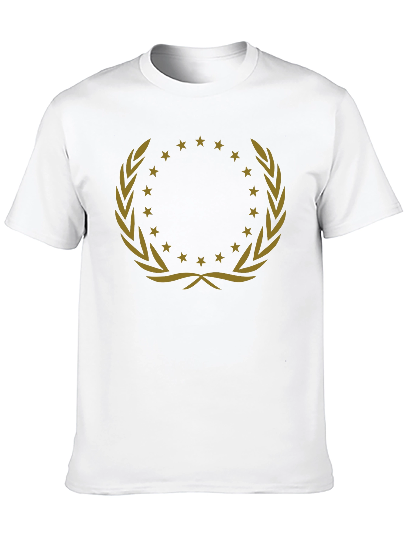Elegant Black T-Shirt with Gold Wreath Design