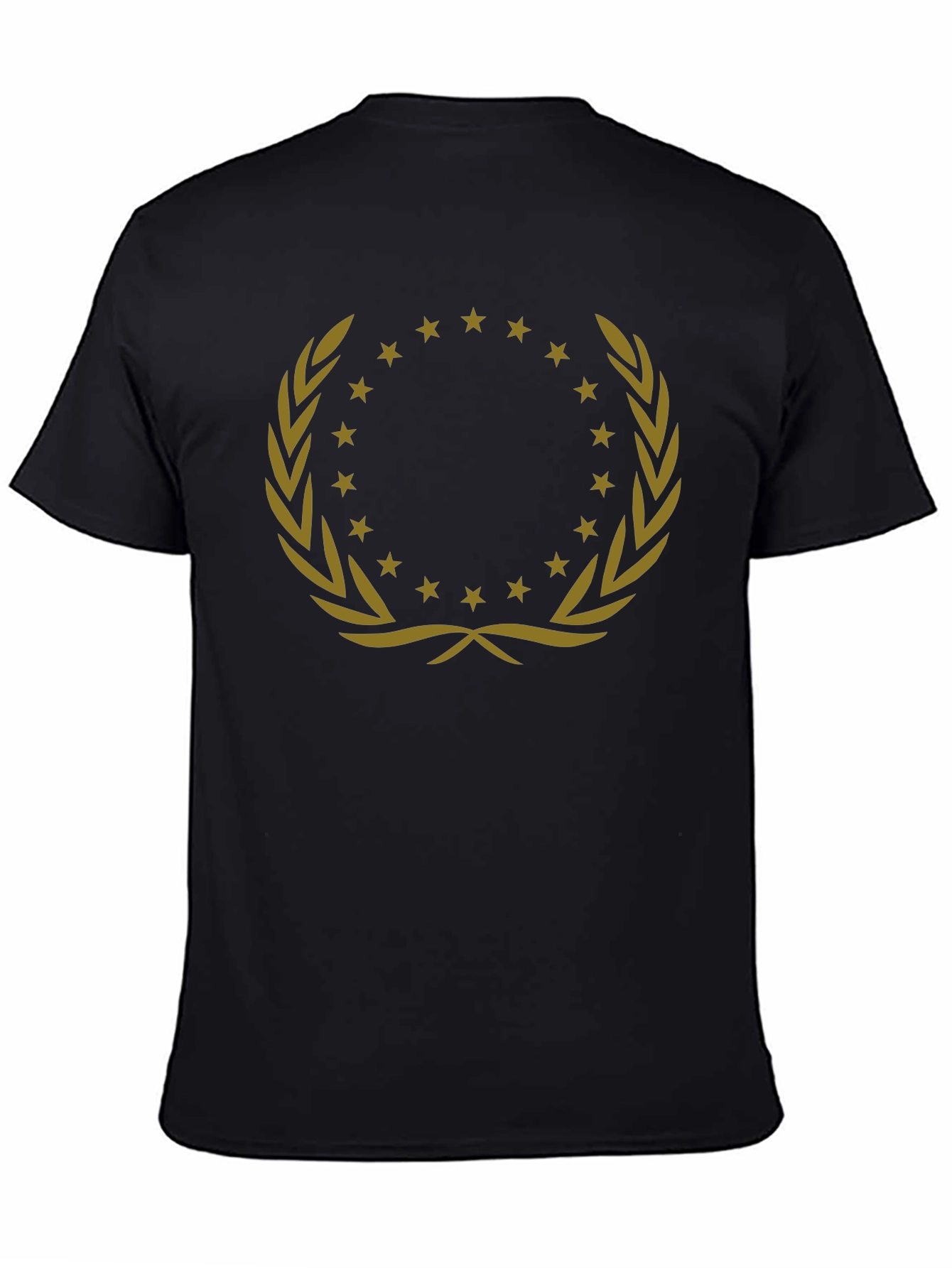Elegant Black T-Shirt with Gold Wreath Design
