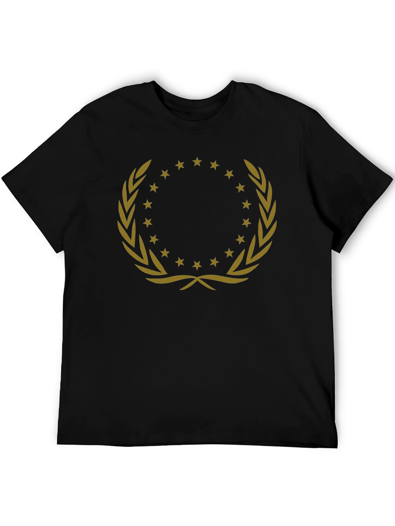 Elegant Black T-Shirt with Gold Wreath Design