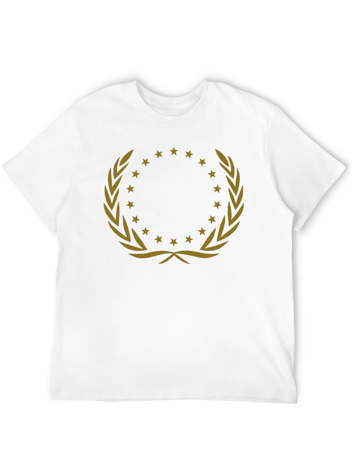 Elegant Black T-Shirt with Gold Wreath Design
