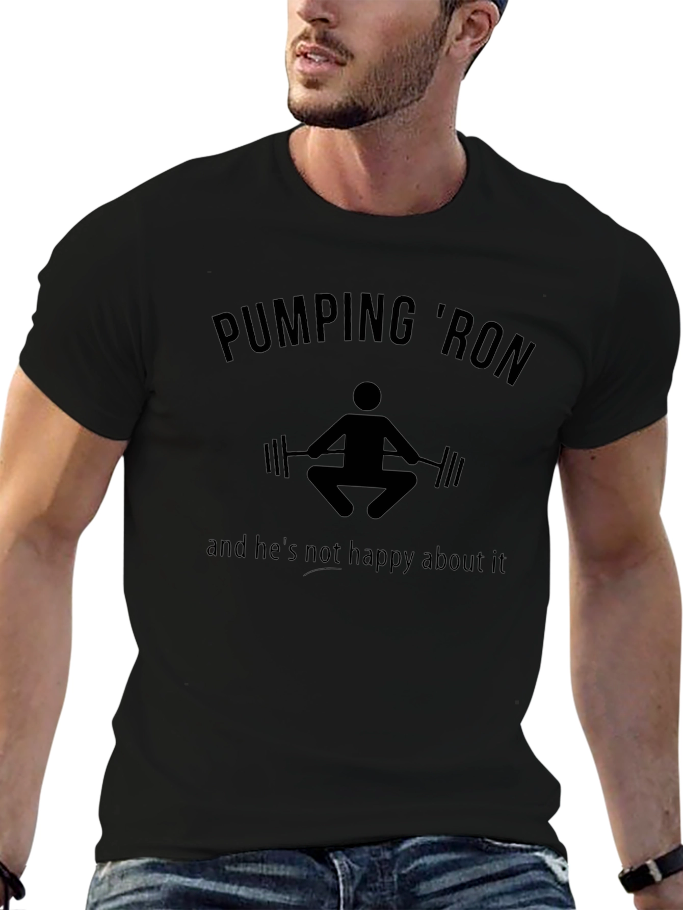 Pumping Ron Graphic Tee - Gym Humor