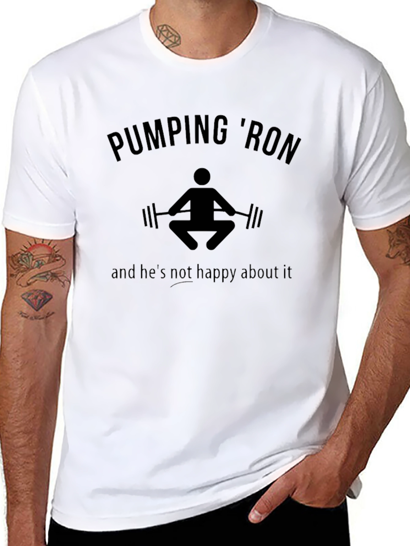Pumping Ron Graphic Tee - Gym Humor
