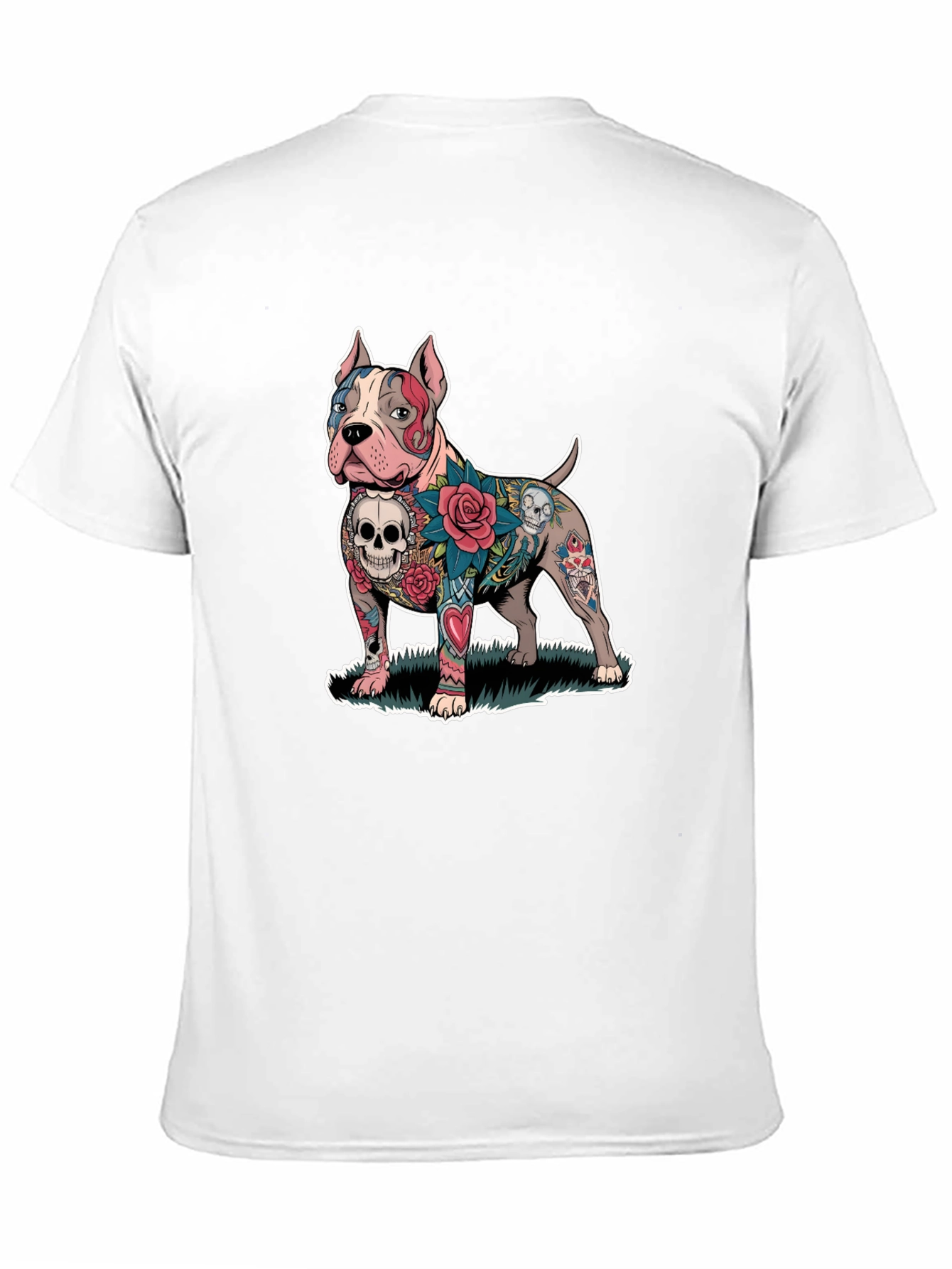 Tattooed Pitbull Dog Graphic Tee - Unique Design
