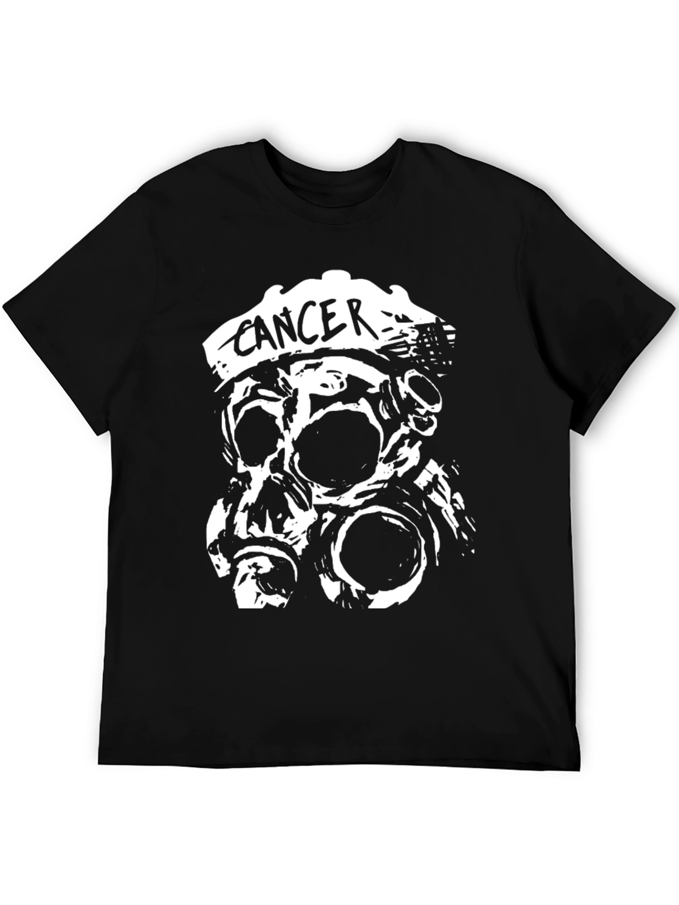 Cancer Skull Gas Mask Black T-Shirt
