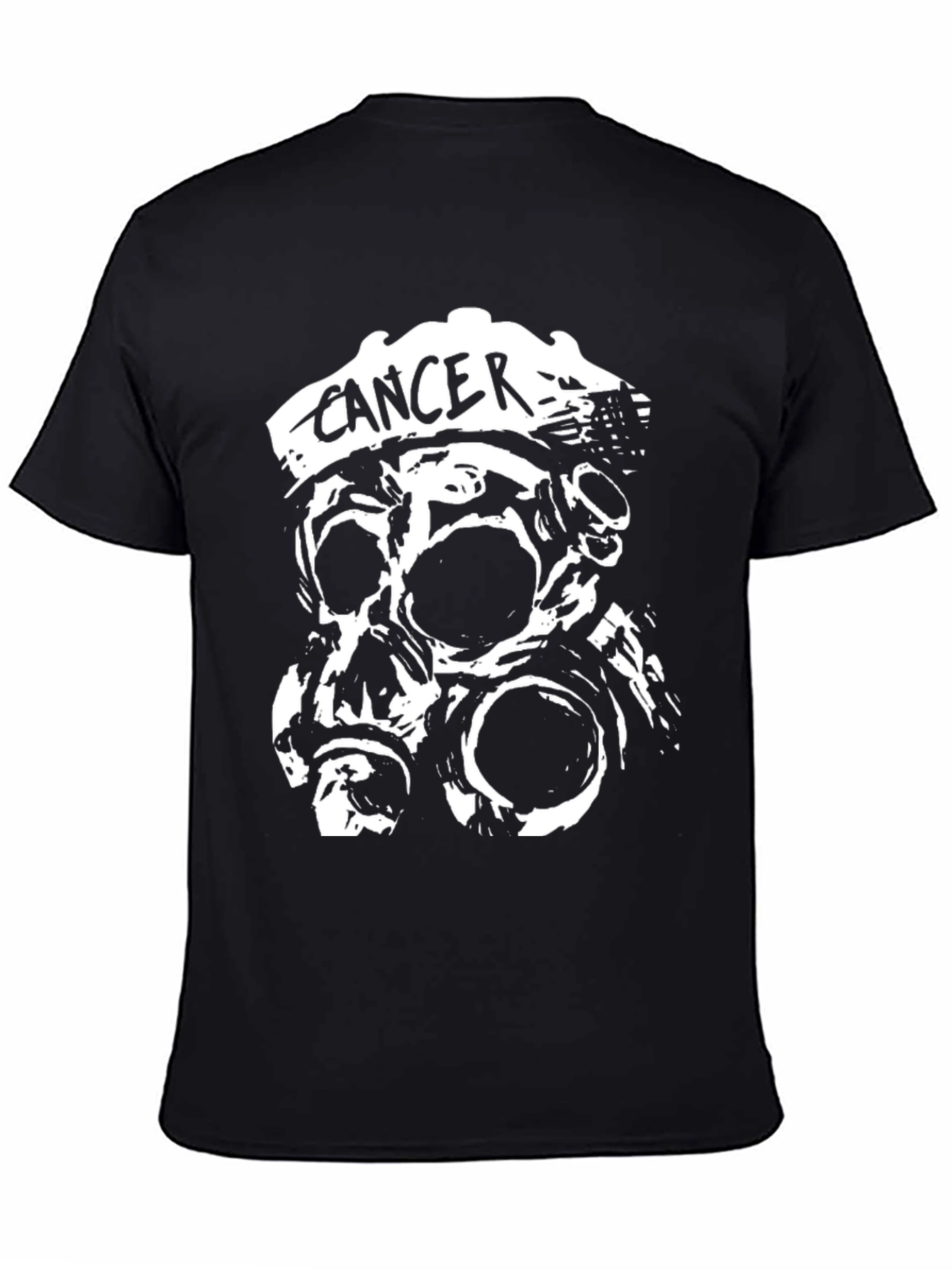 Cancer Skull Gas Mask Black T-Shirt