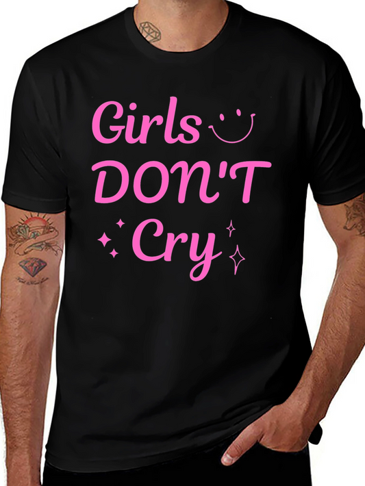 Girls Dont Cry Graphic Tee - Pink Text on Black