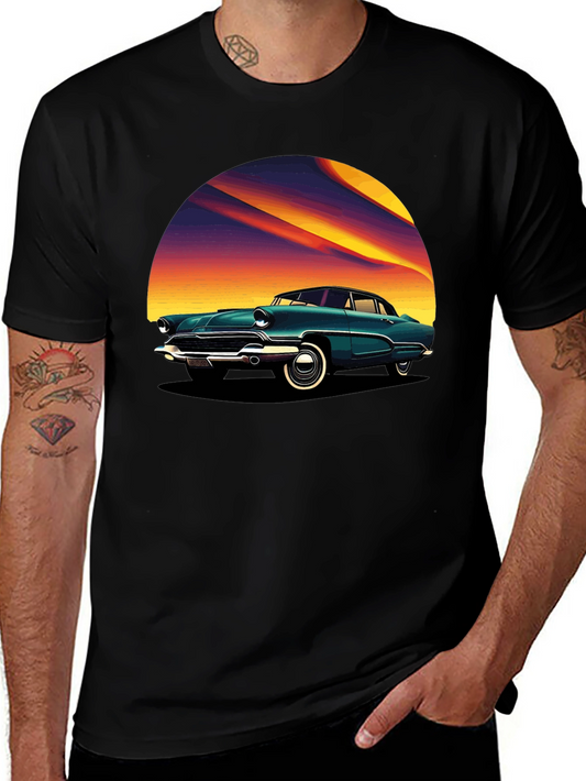 Vintage Car Sunset Graphic Tee - Classic Cool