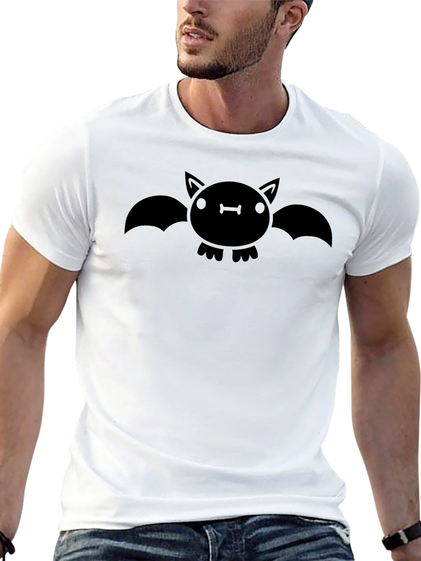 Cute Bat Graphic T-Shirt - Black