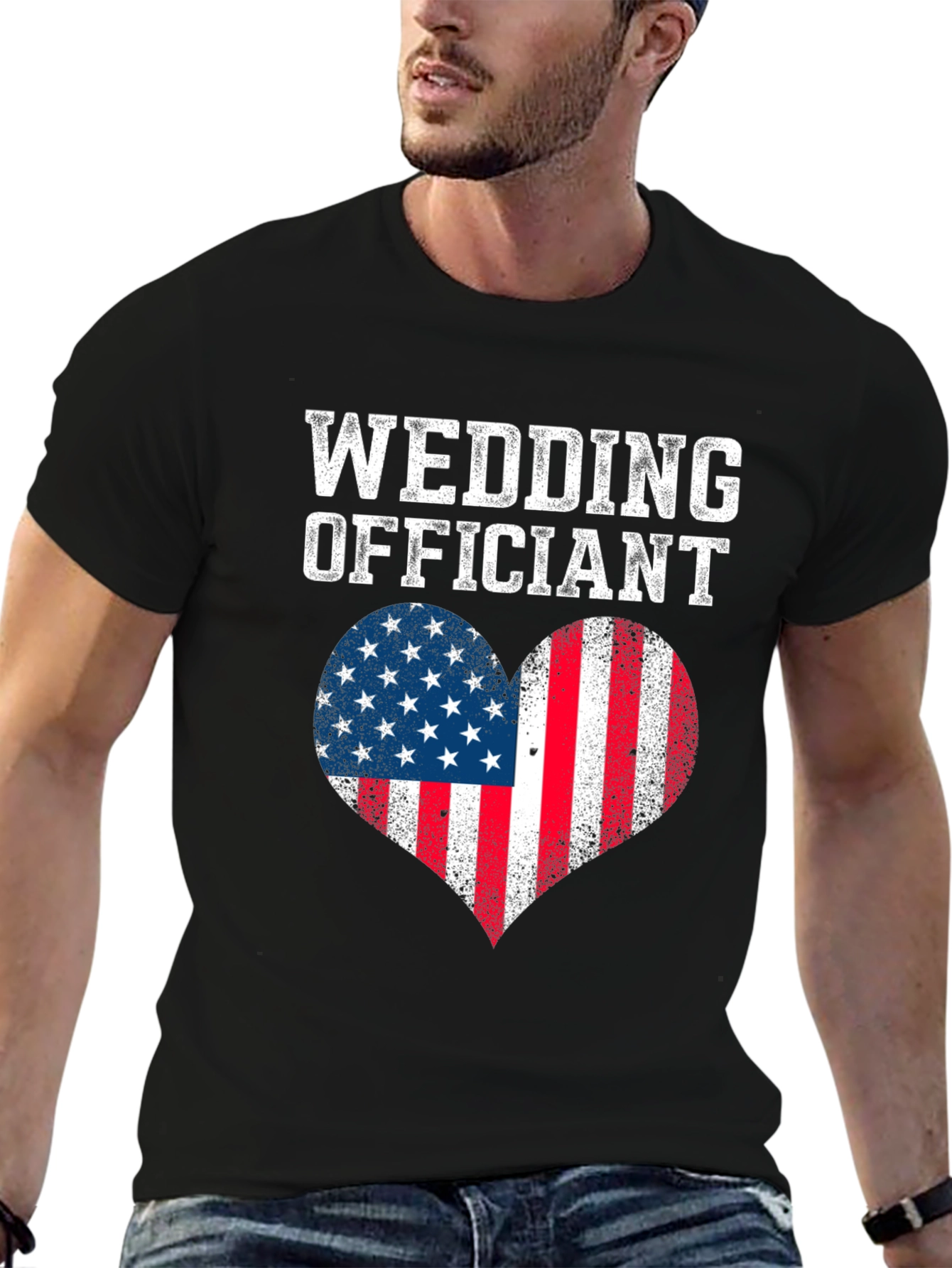 Wedding Officiant Patriotic Heart T-Shirt