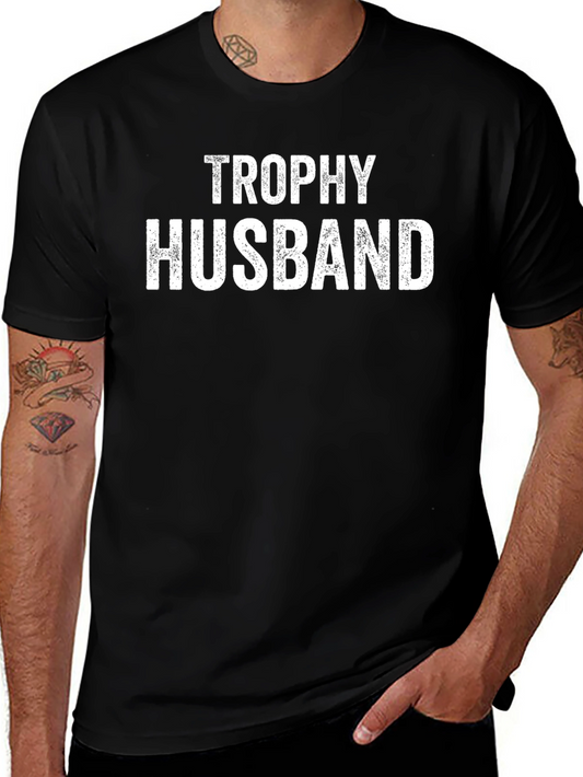 Trophy Husband Graphic Tee - Black Cotton Blend