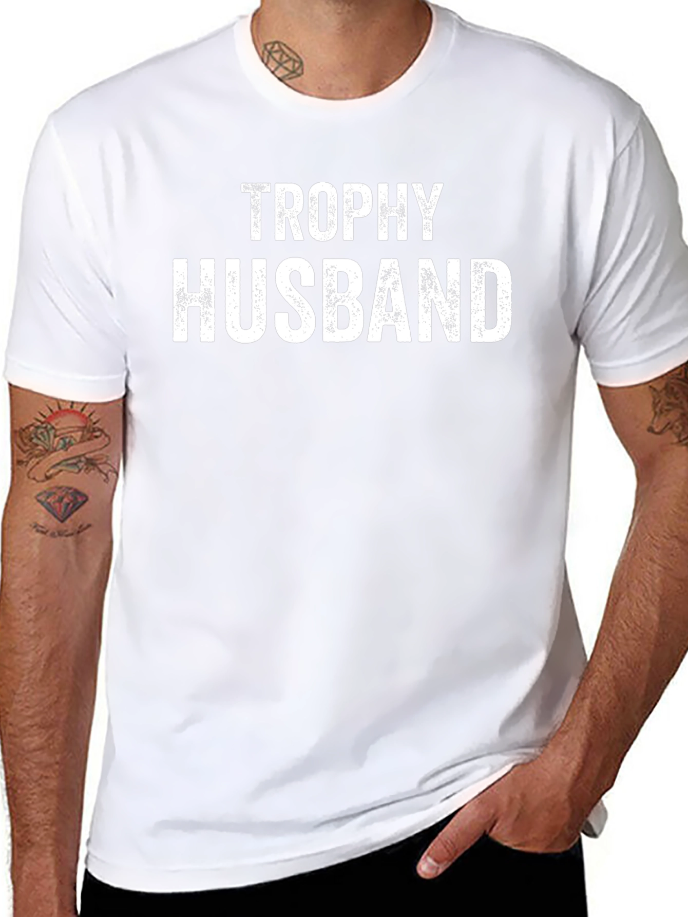 Trophy Husband Graphic Tee - Black Cotton Blend