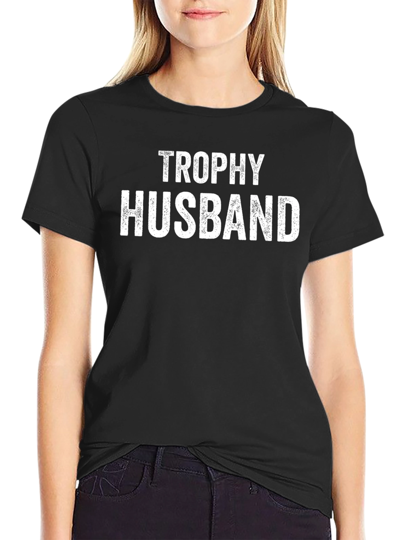 Trophy Husband Graphic Tee - Black Cotton Blend