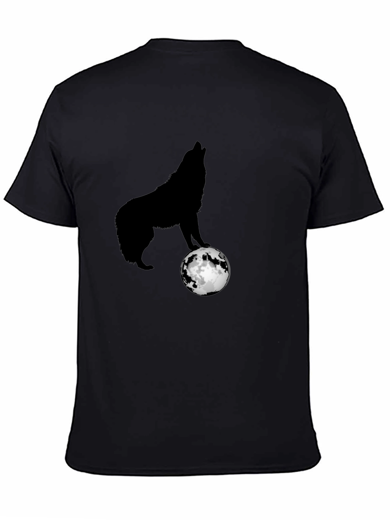 Wolf Howling at Moon Graphic T-Shirt - Black