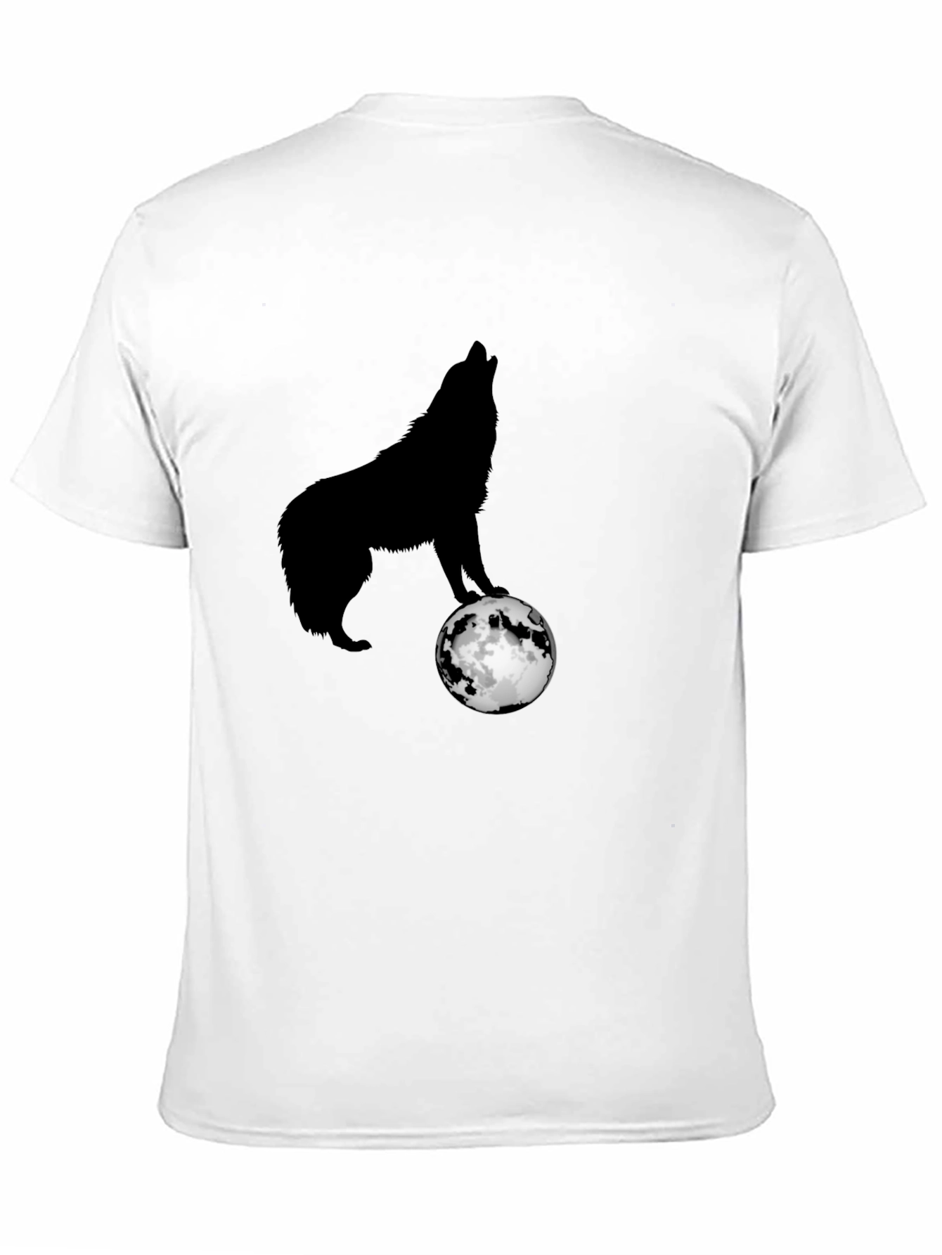 Wolf Howling at Moon Graphic T-Shirt - Black