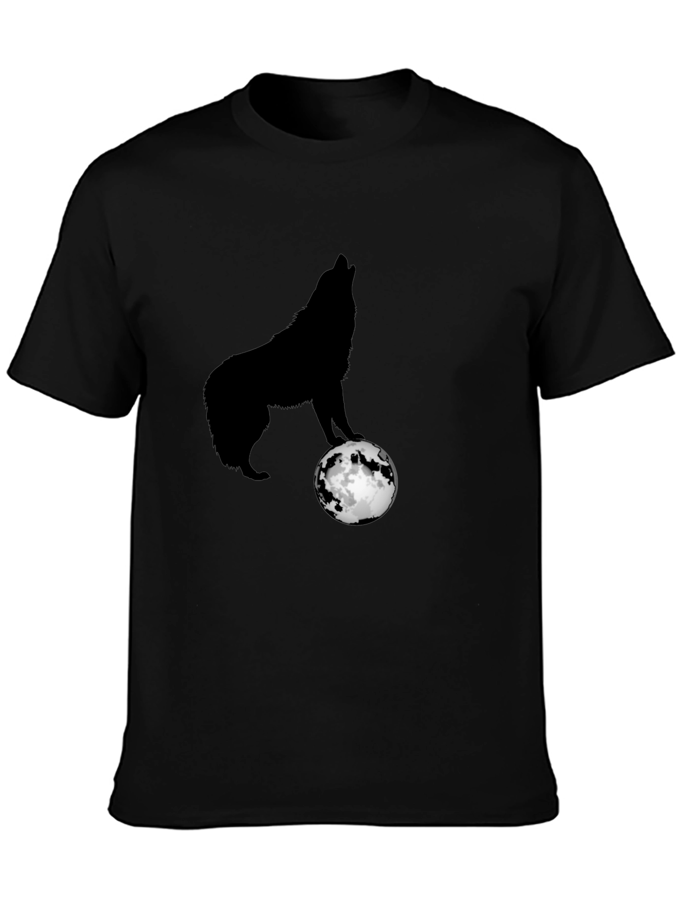 Wolf Howling at Moon Graphic T-Shirt - Black