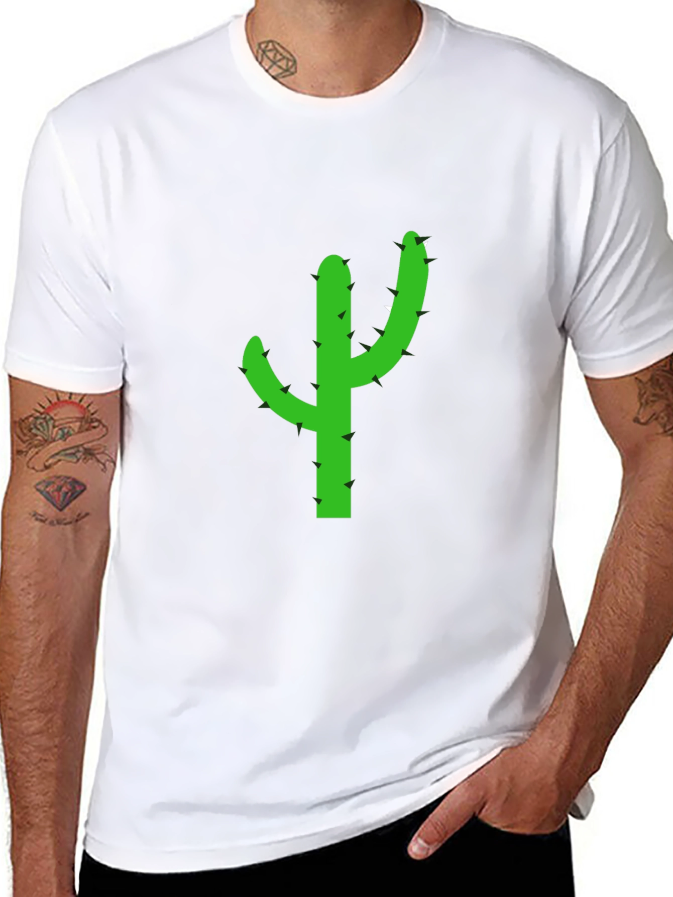 Cactus Graphic Tee - Casual Black T-Shirt