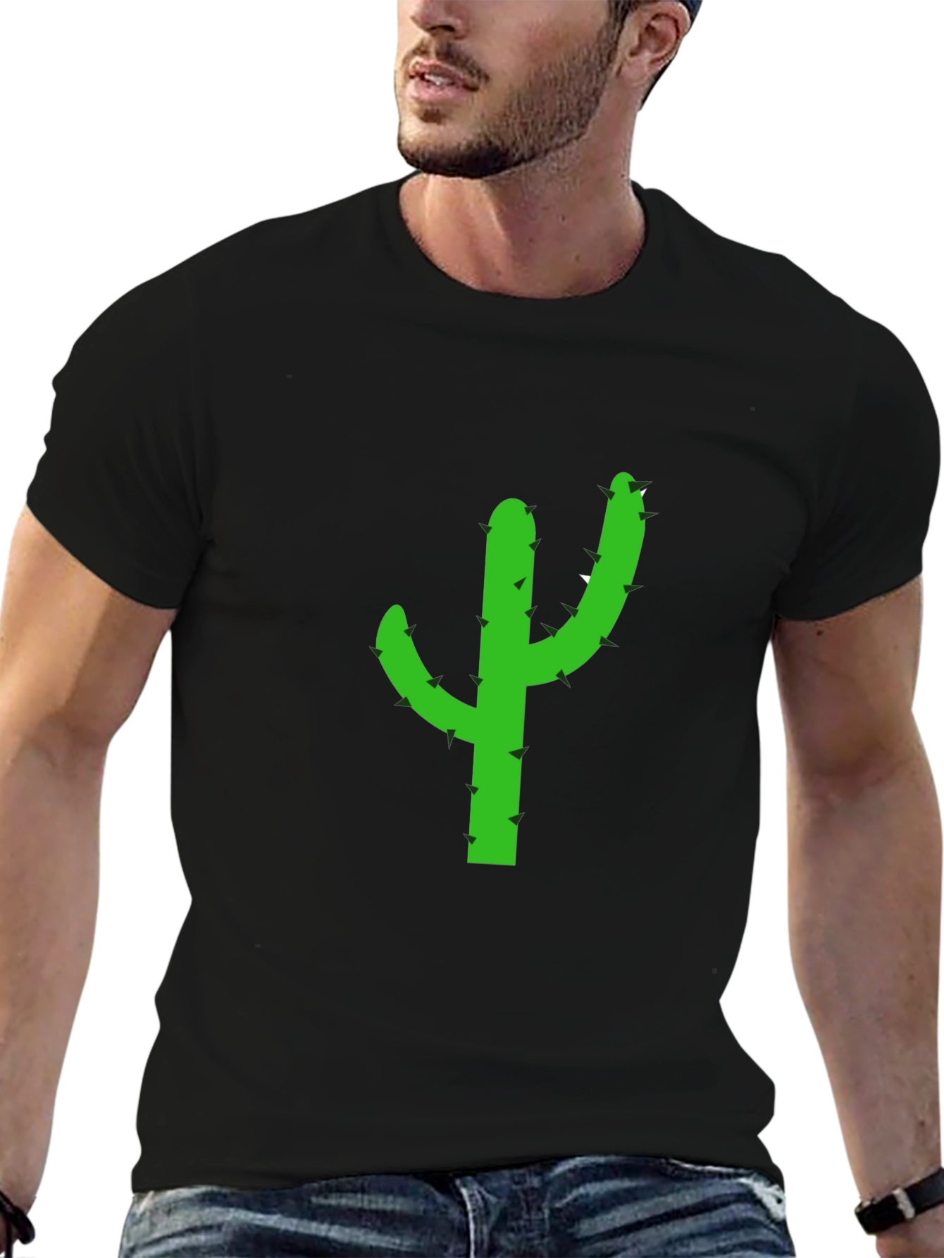 Cactus Graphic Tee - Casual Black T-Shirt