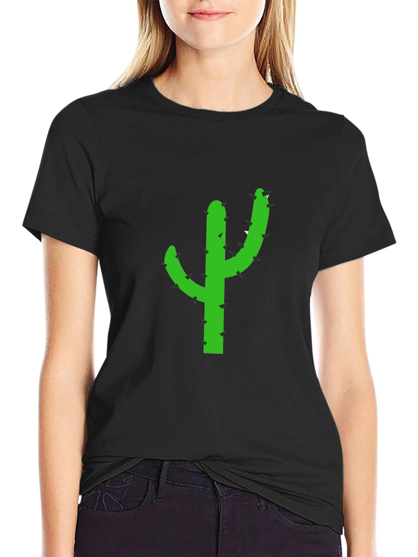 Cactus Graphic Tee - Casual Black T-Shirt