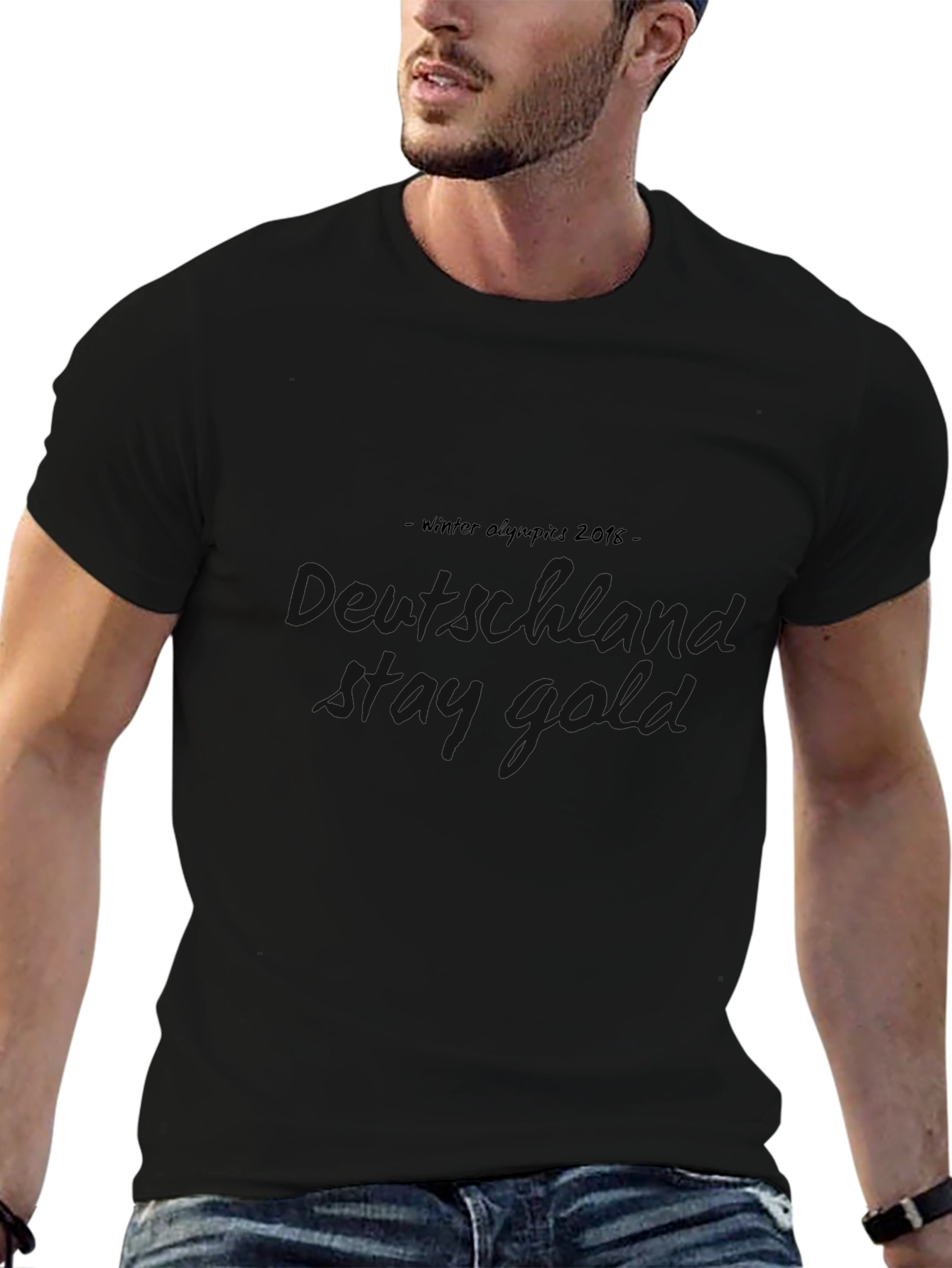 Mens Black Crew Neck Short Sleeve Graphic T-Shirt