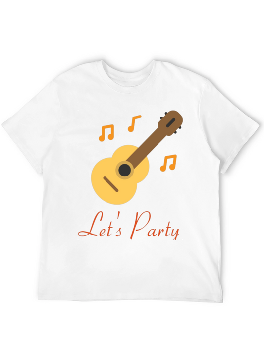 Lets Party Black T-Shirt with Guitar Design