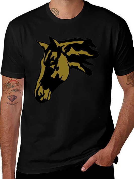 Black Horse Graphic Tee - Stylish Mens Casual T-Shirt