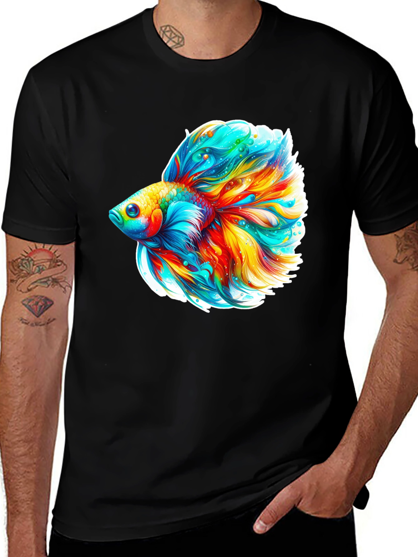 Vibrant Betta Fish Graphic Tee - Soft Cotton