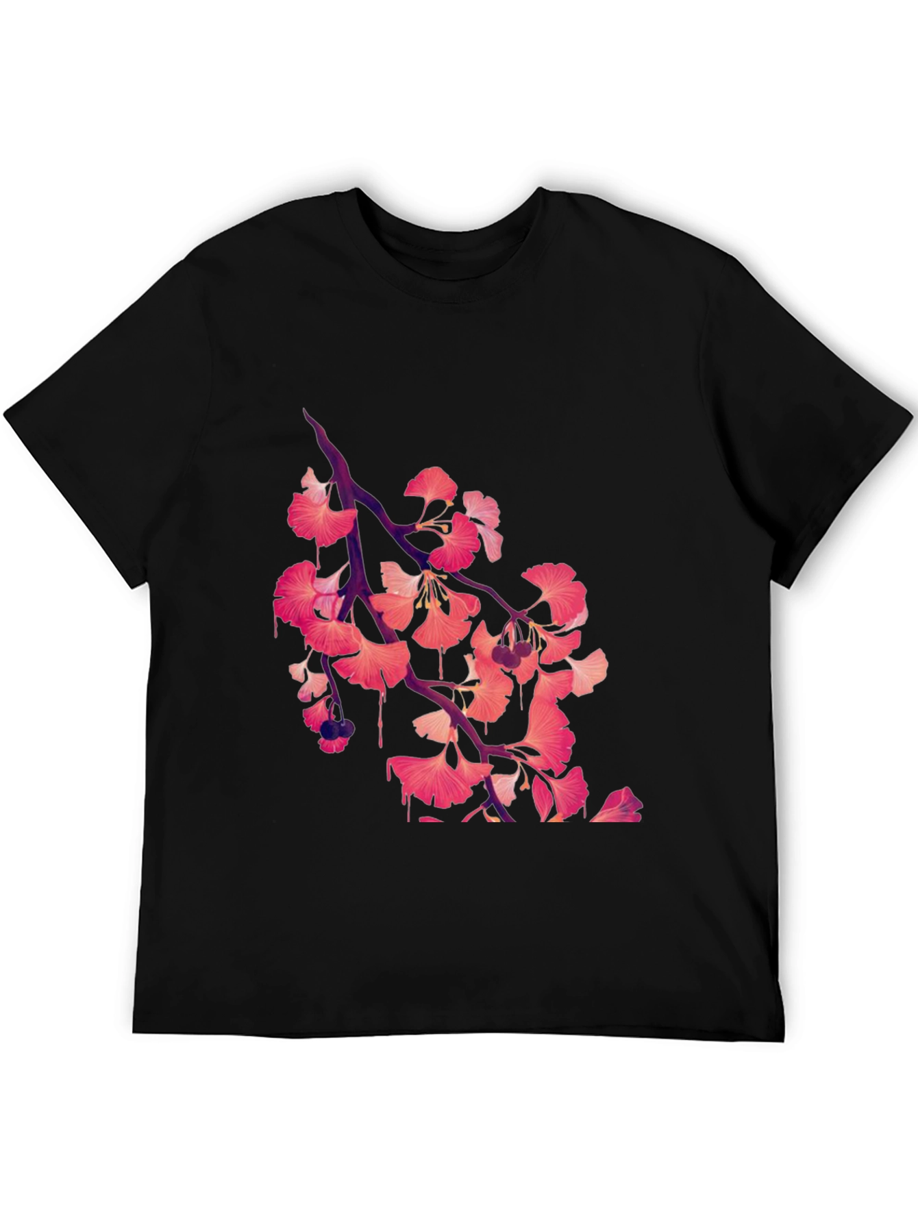 Gingko Leaf Graphic Black Tee
