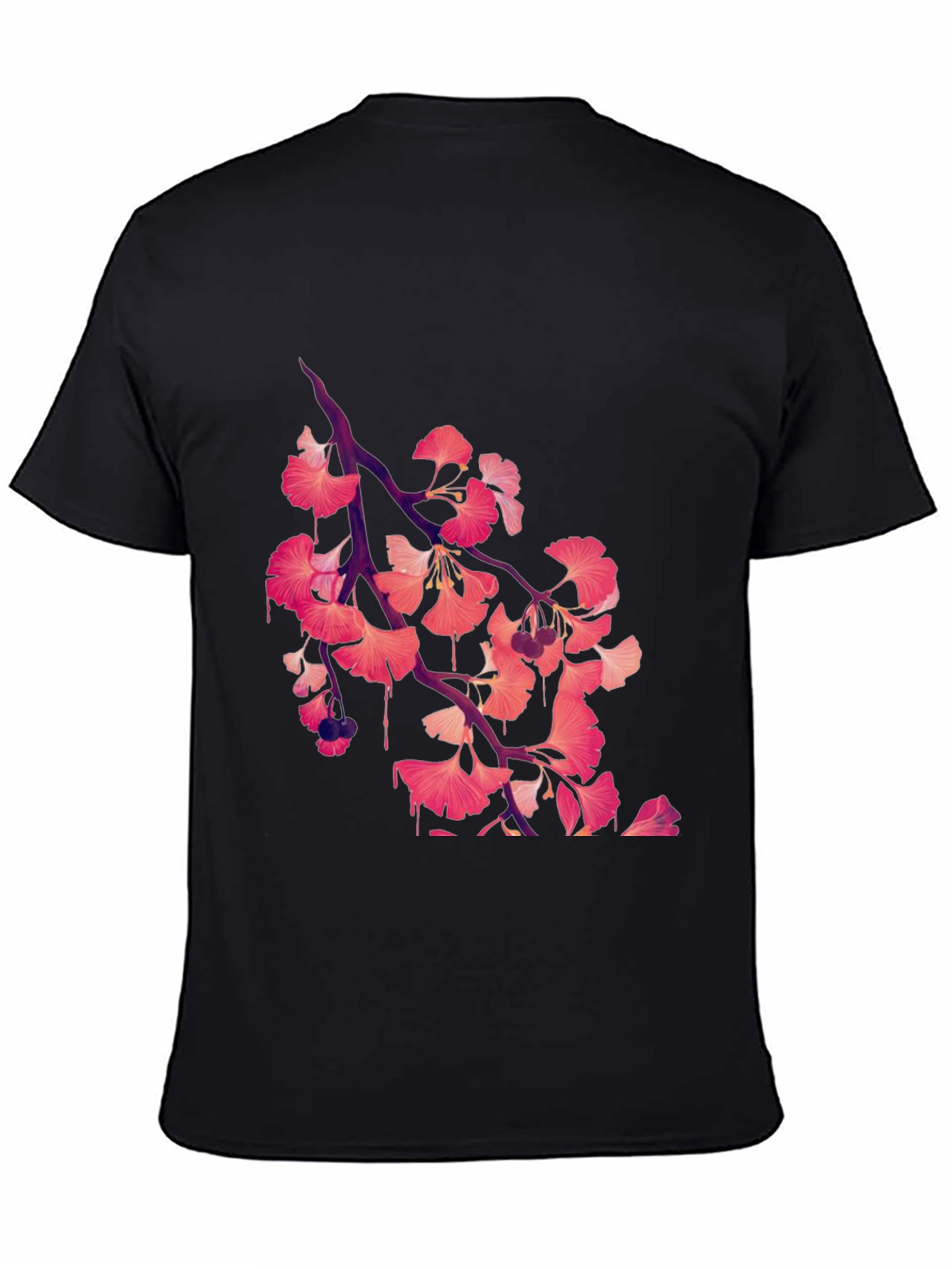 Gingko Leaf Graphic Black Tee