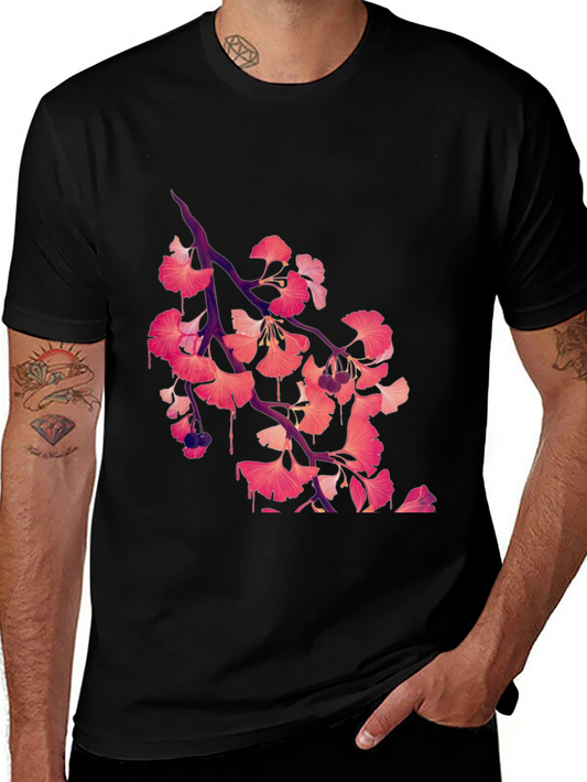 Gingko Leaf Graphic Black Tee