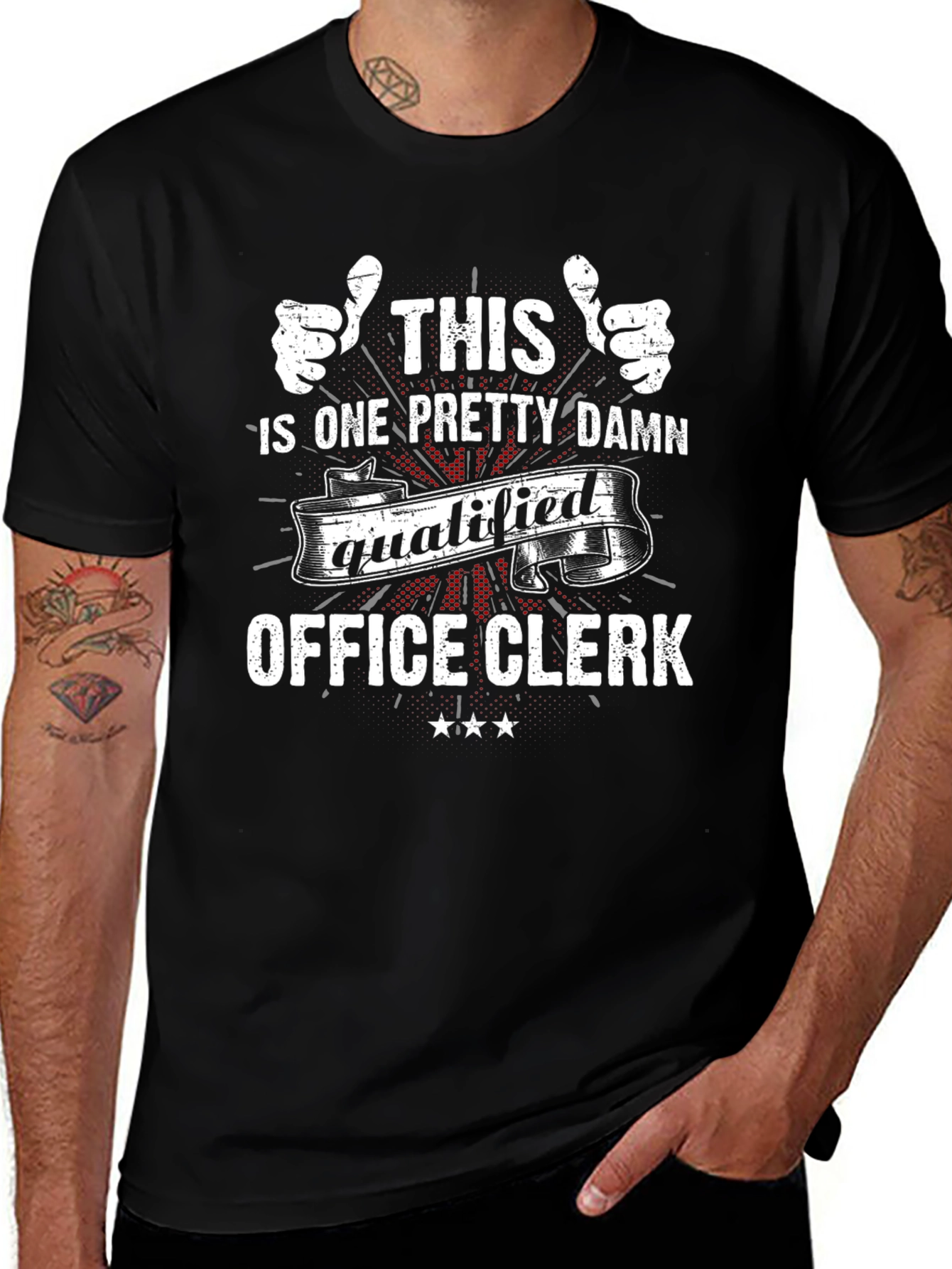 Funny Office Clerk T-Shirt - Qualified Staff Apparel