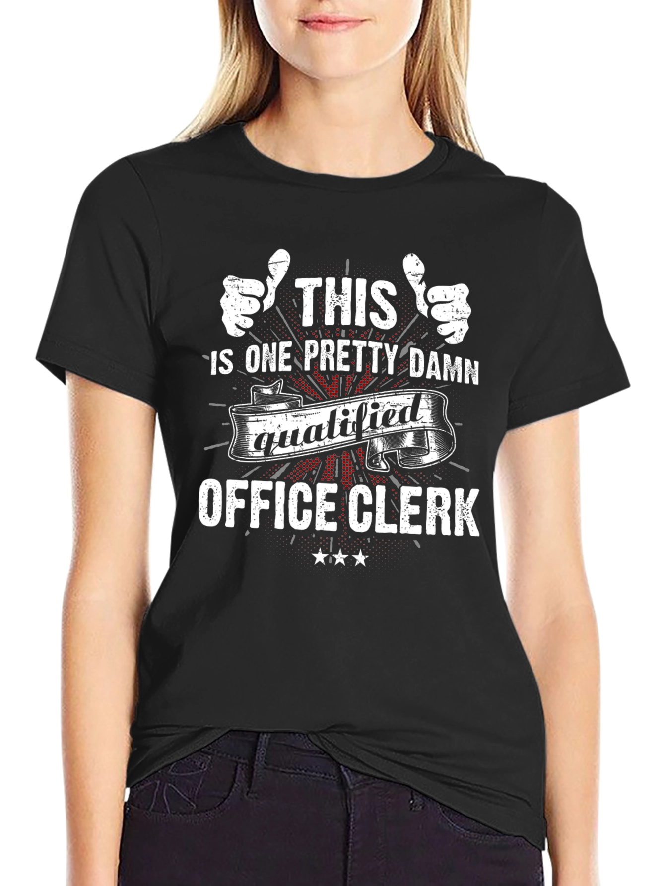 Funny Office Clerk T-Shirt - Qualified Staff Apparel