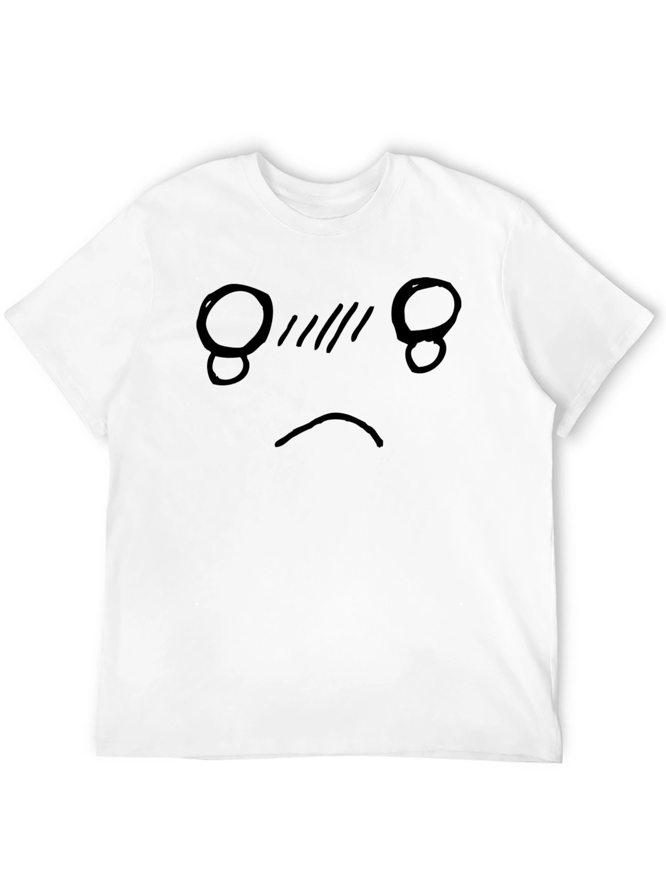 Sad Face Graphic Tee - Black Cotton Blend