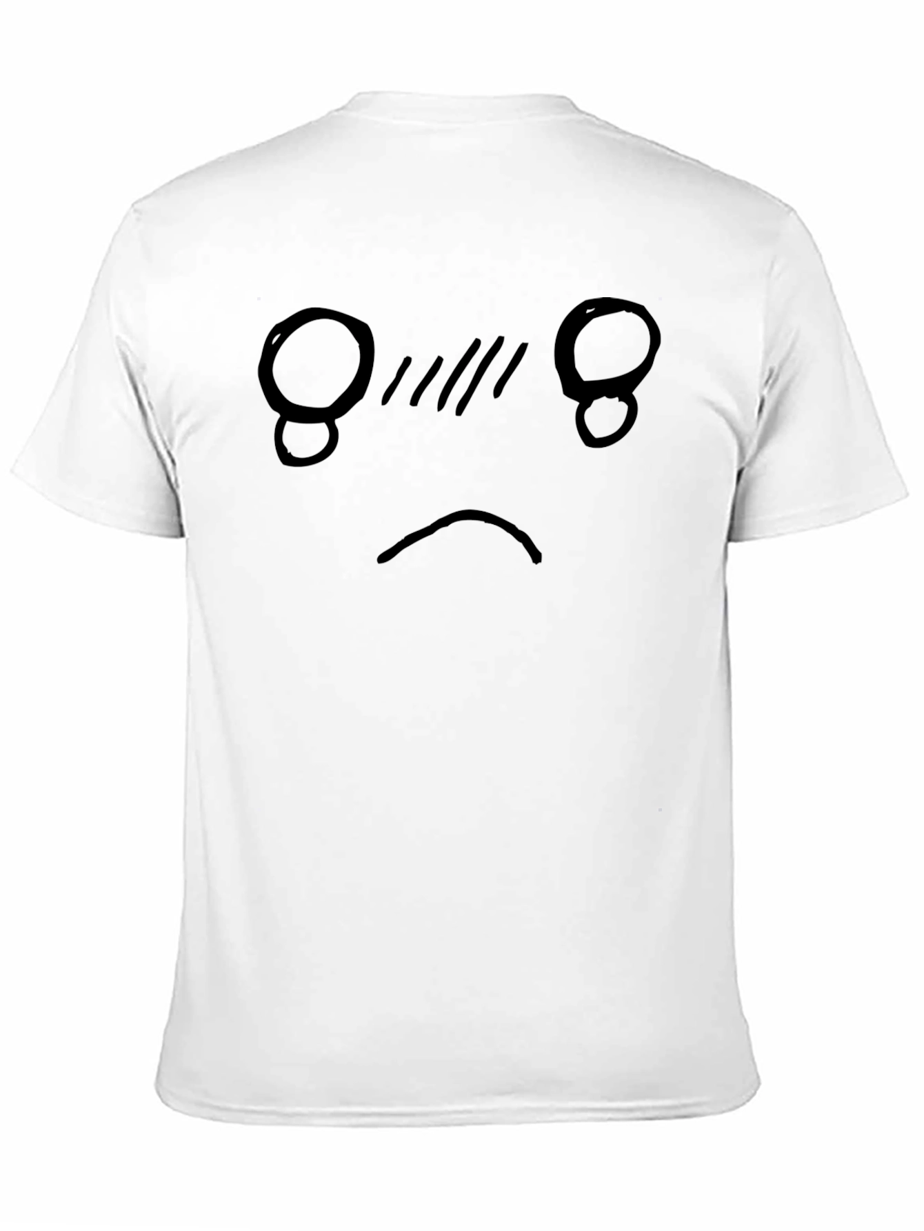 Sad Face Graphic Tee - Black Cotton Blend