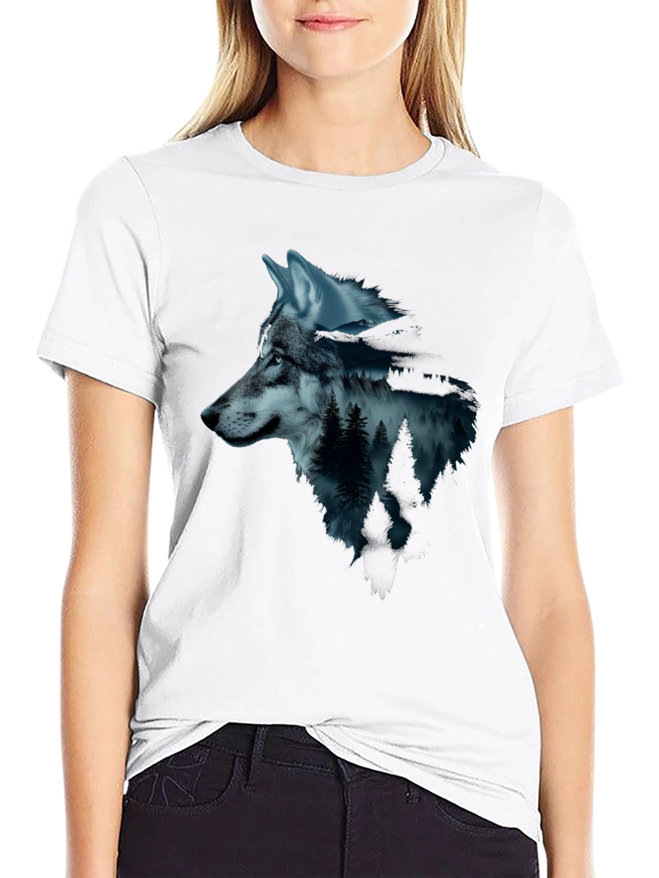 Wolf & Forest Graphic Tee - Black