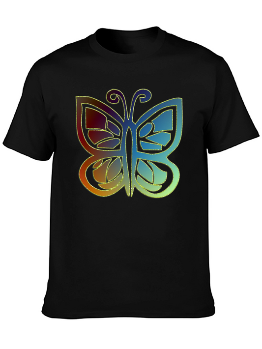 Butterfly Graphic Print Mens Black T-Shirt